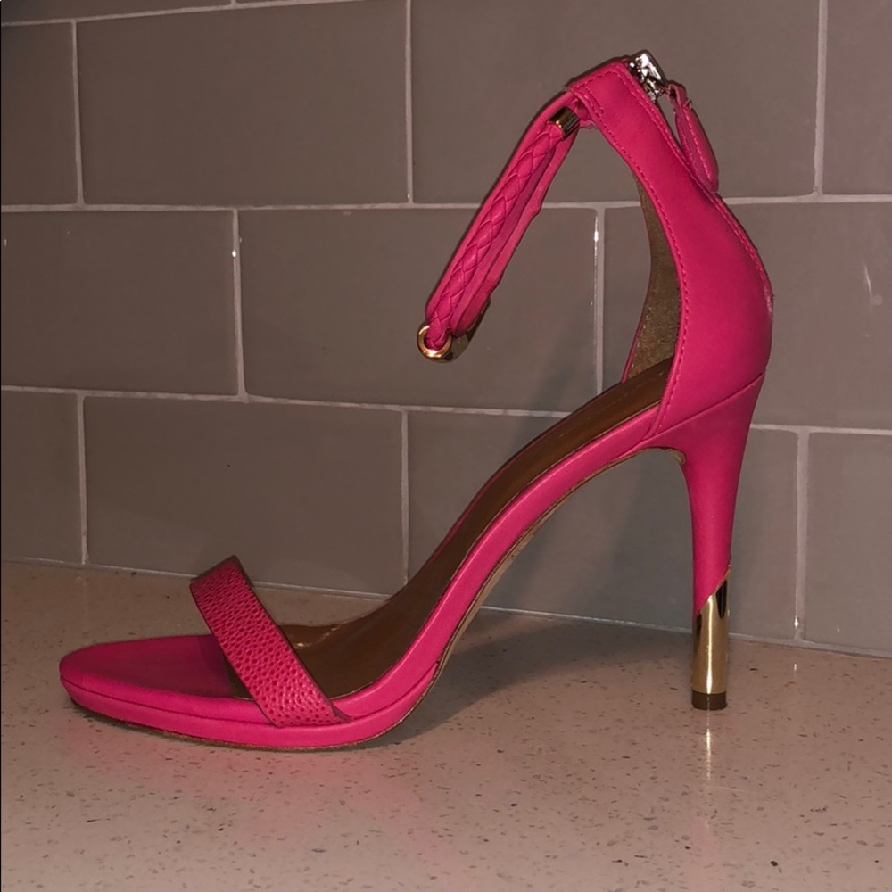 Rachel Roy hot pink ankle strap heels